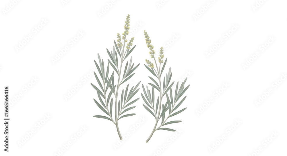 Fototapeta premium Elegant Botanical Illustration of Lavender Stems