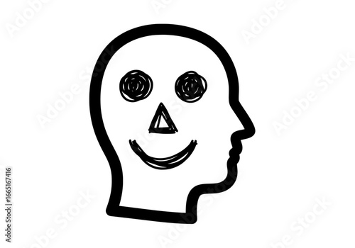 Self-Concept Psychology Icon with an Internal Self-Portrait Drawing
