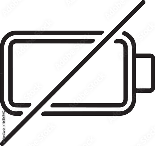 Battery icon with a diagonal line indicating no power or low battery