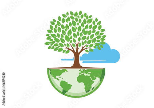 Tree growing from the earth, symbolizing environmental protection and nature