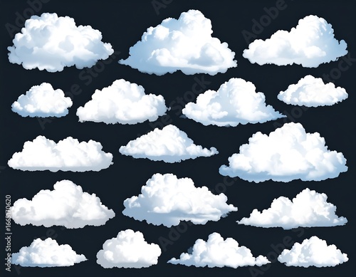 Collection of various cartoon clouds