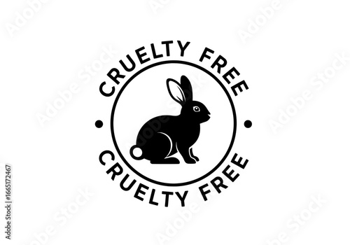Cruelty free rabbit logo in black and white design on transparent background