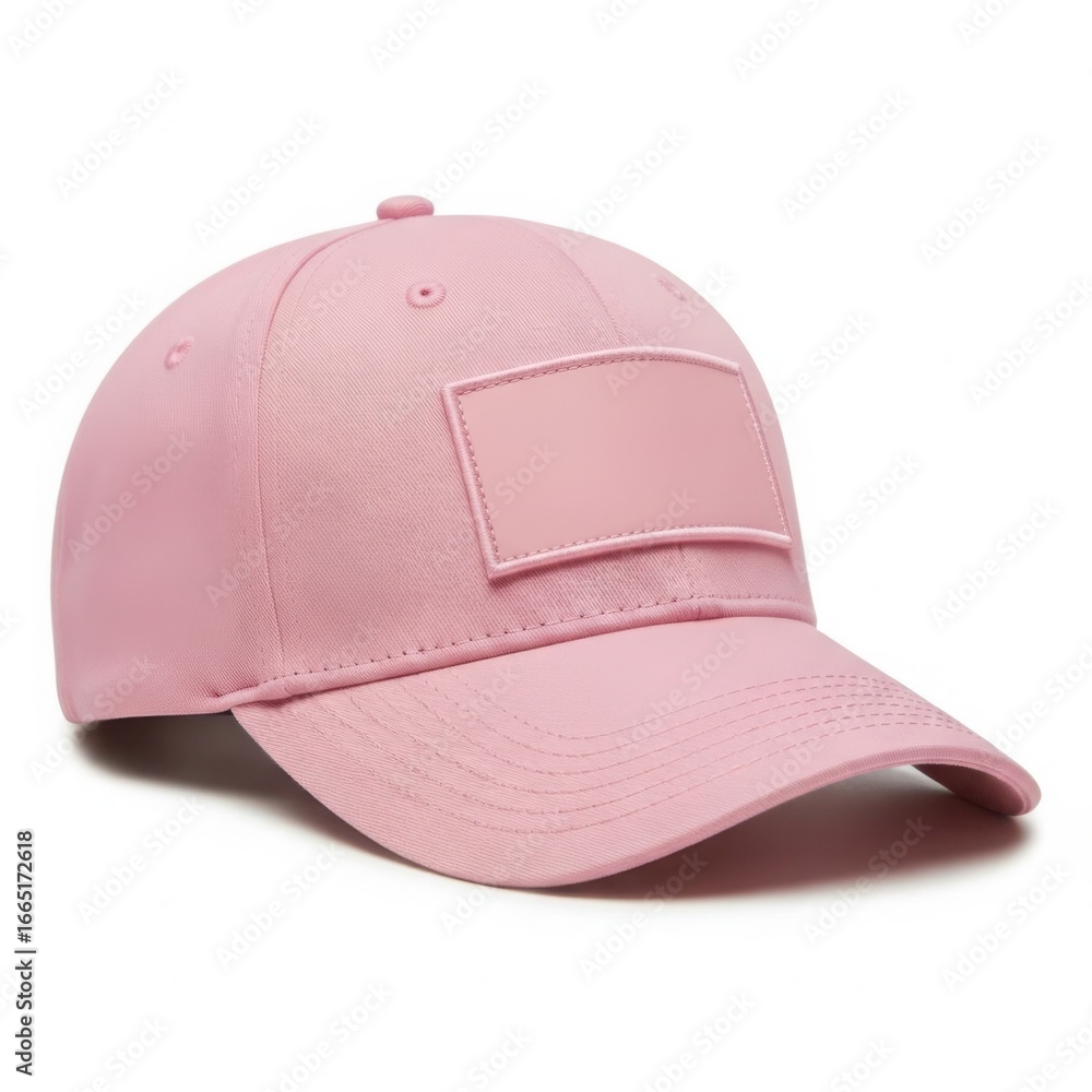 Fototapeta premium Pink baseball cap with patch area isolated on white background
