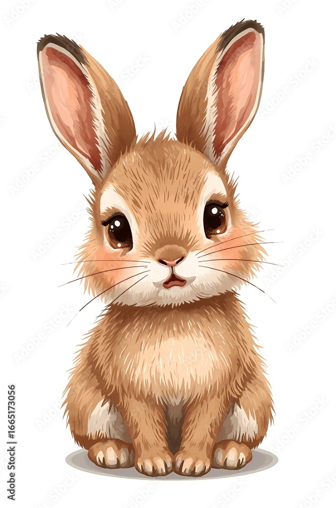 Fototapeta premium Cute Anime Bunny Spring Clipart: Hand-Drawn Charming Illustration