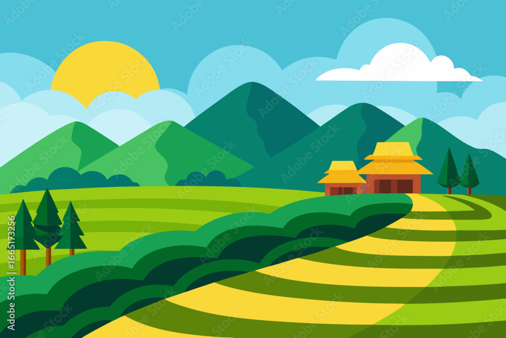 Fototapeta premium summer landscape with mountains and hills