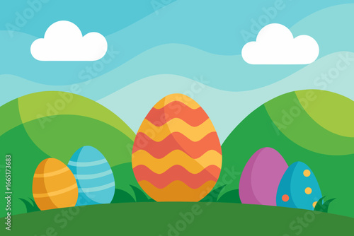 easter eggs on a meadow