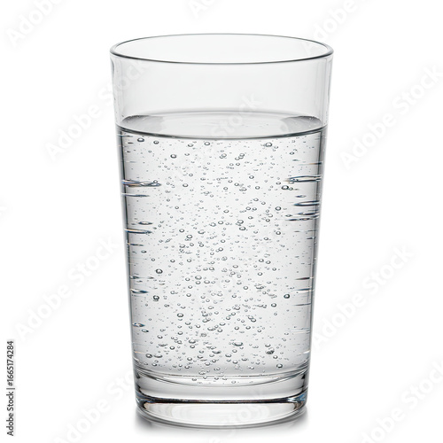 Clear Glass Of Water With Bubbles On White Background