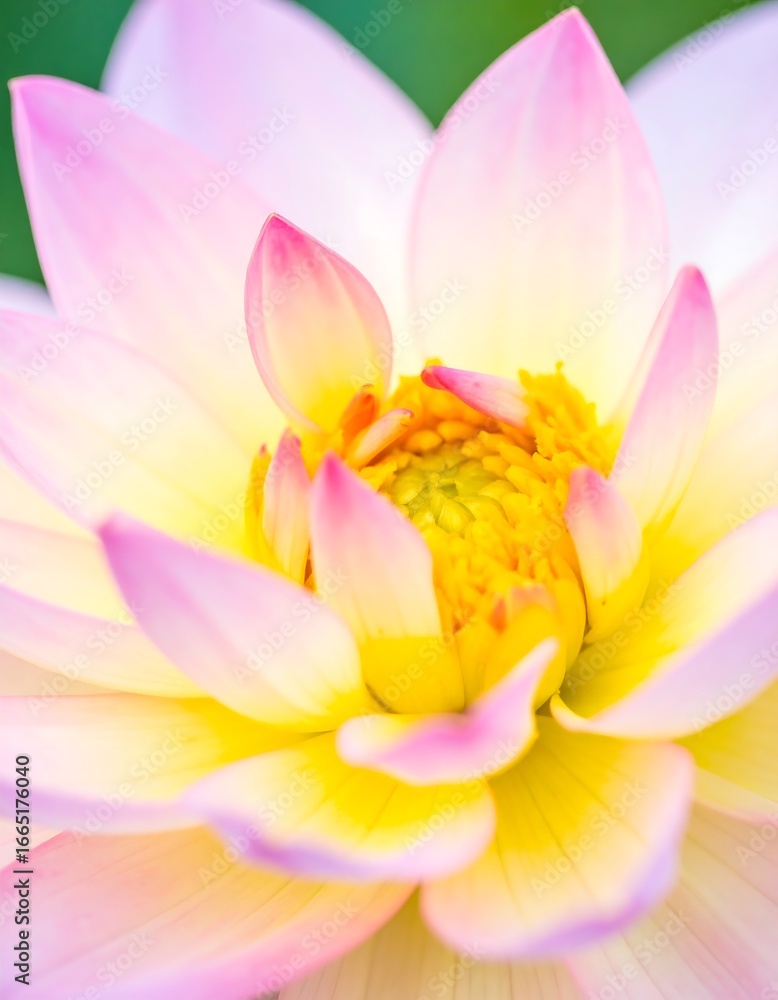 Fototapeta premium Close-up of a pastel pink and yellow flower