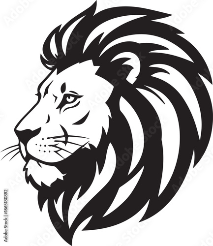 Wallpaper Mural Stylized Black and White Lion Head Profile with Mane vector illustration Torontodigital.ca