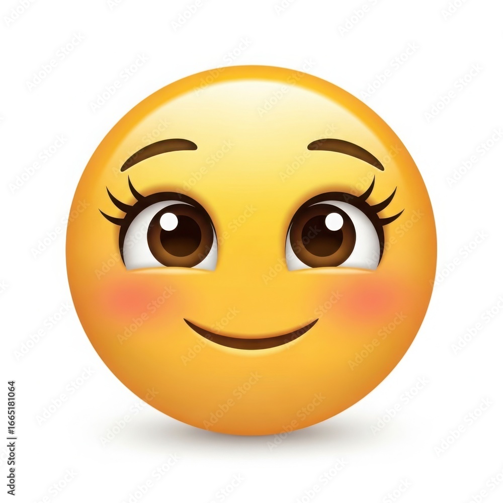Fototapeta premium Blushing emoji with wide eyes and a gentle smile