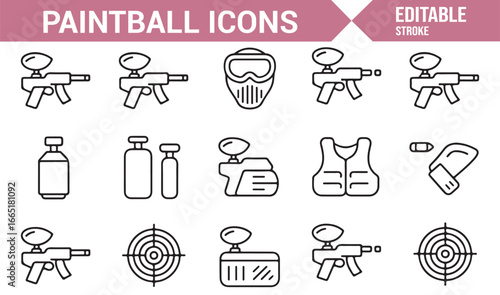 Icon collection for extreme sports and paintball action