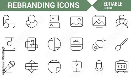 Minimalist rebranding and media icons for business and marketing