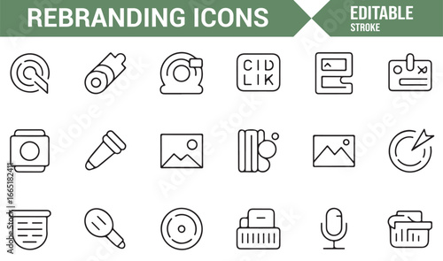 Set of icons for branding, rebranding, and creative marketing