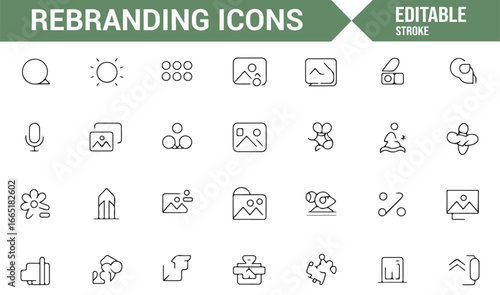 Marketing and feedback icons in vector design for rebranding