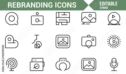 Professional rebranding and media communication icons