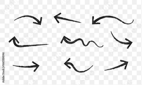 Hand drawn grunge arrows vector. Grunge arrow brush. Grunge arrow paint pointing right.