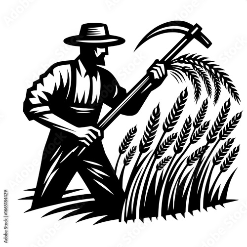 Farmer Harvesting Wheat