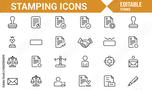 Administrative and business stamping icons for official use