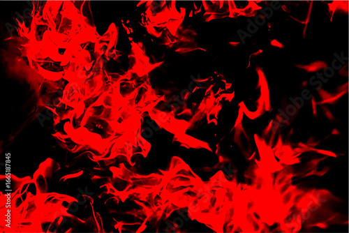 Abstract red flame texture against a pure black background, resembling fire, heat, and burning energy. Fiery strokes sense of movement and intensity, symbolizing danger, passion, and destruction.