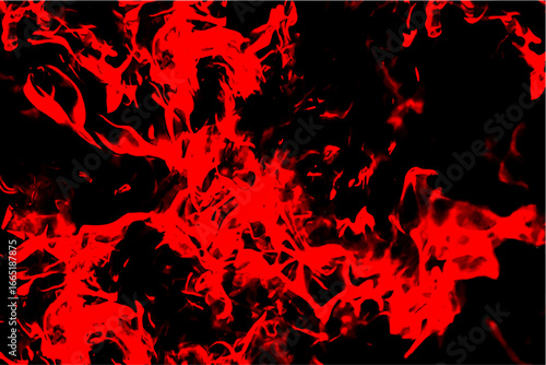 Abstract red flame texture against a pure black background, resembling fire, heat, and burning energy. Fiery strokes sense of movement and intensity, symbolizing danger, passion, and destruction.