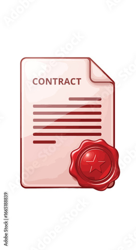Legal contract document paper with red wax seal official agreement symbolizing validation and authority
