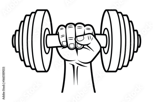 Hand holding dumbbell vector illustration for gym fitness or sports