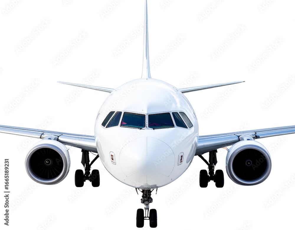 Naklejka premium Angled Side View of White 3D Airplane, Isolated