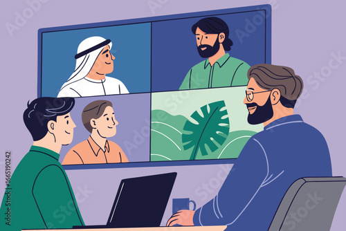 Startup founders in a global video conference.