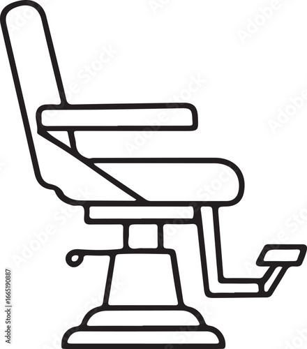 a vector graphic of a barber's chair. The icon is minimal, with a line drawing of the chair in profile.