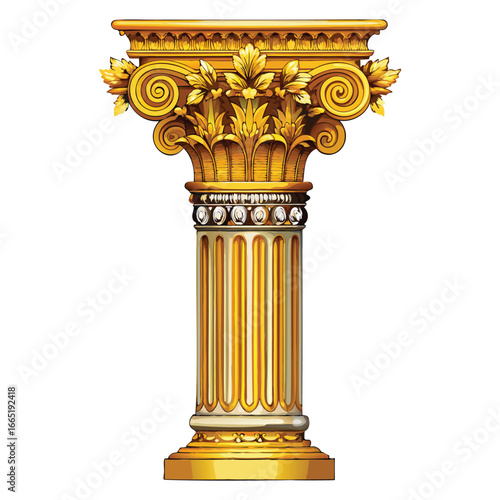 Golden and Decorative Pillar Vector Design