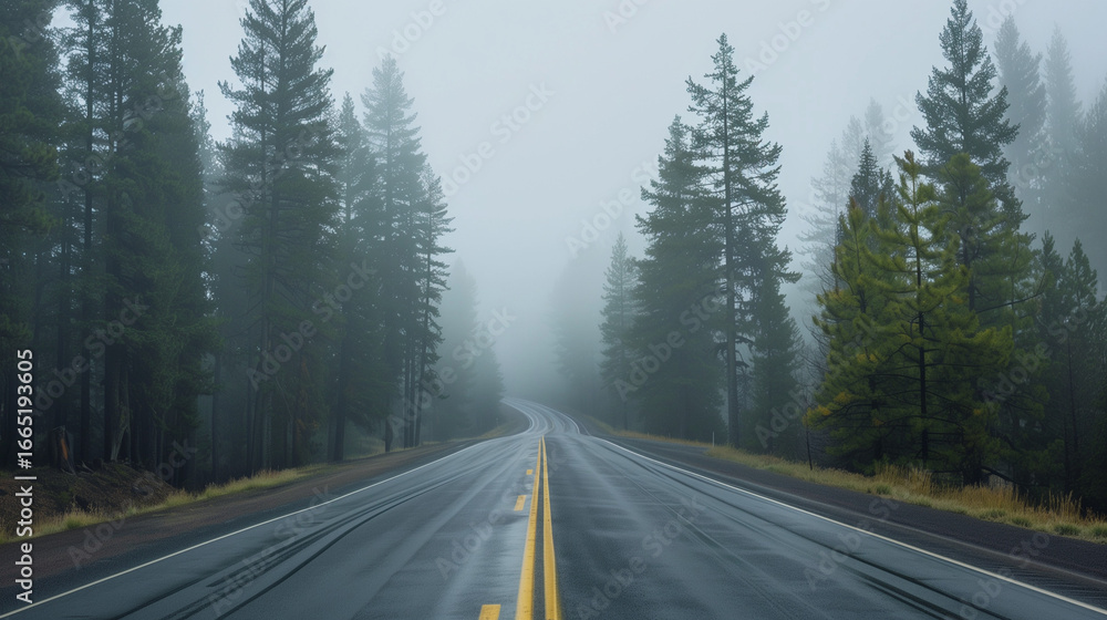 Naklejka premium Road in the forest