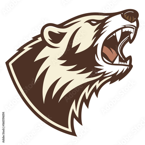 Bear Mascot Logo Vector, Grizzly Head Esports Icon Transparent