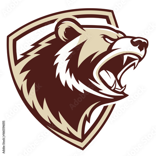 Bear Mascot Logo Vector, Grizzly Head Esports Icon Transparent