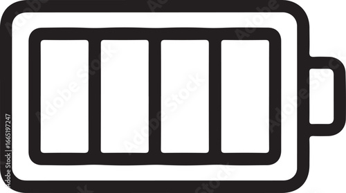 Simple black and white battery icon with four bars indicating charge level