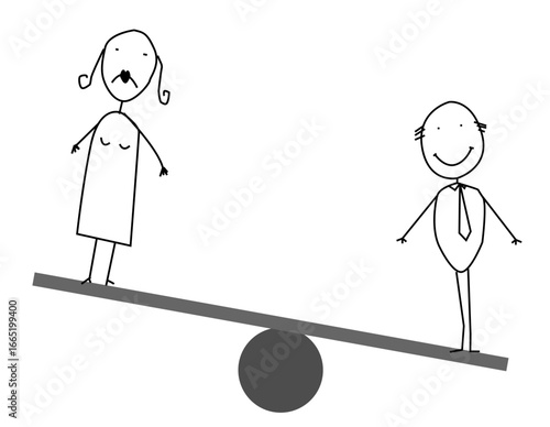 Stick man vector businessman balancing situation