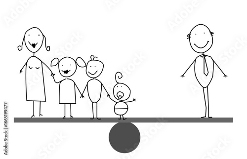 Stick man vector businessman balancing situation