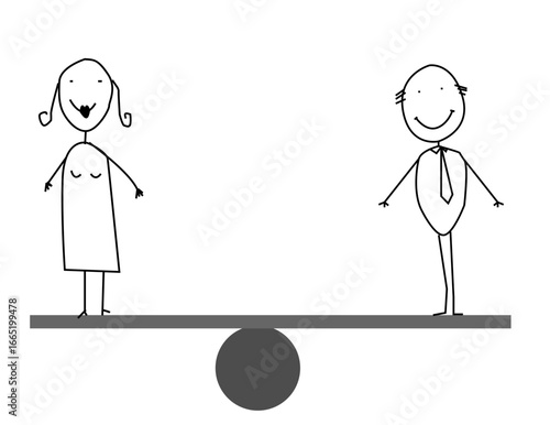 Stick man vector businessman balancing situation