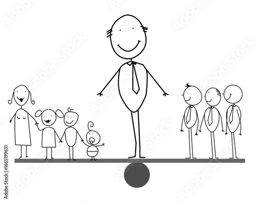 Stick man vector businessman balancing situation