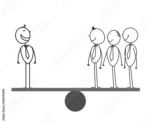 Stick man vector businessman balancing situation