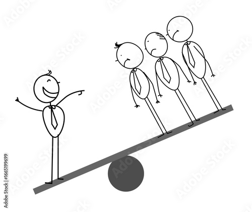 Stick man vector businessman balancing situation