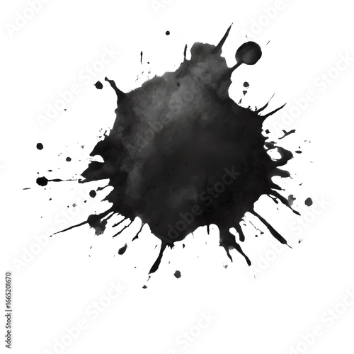 Dramatic ink blotch, perfect for adding a touch of artistic flair to your designs and projects  isolated on transparent background