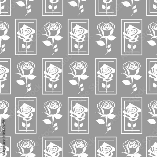 Wallpaper Mural seamless floral pattern white roses on a gray background, texture, design Torontodigital.ca