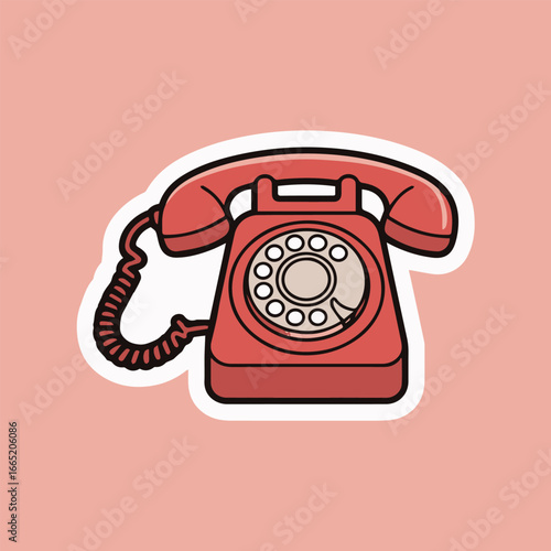 Retro rotary telephone sticker with a classic design, perfect for adding a vintage touch to your projects and designs, isolated on white background