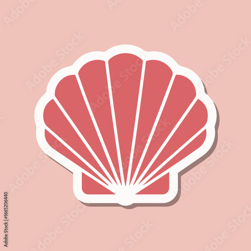 Seashell sticker with a delicate design, perfect for beachthemed projects and summer decorations, isolated on white background