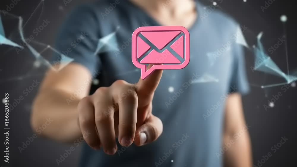 Man touching email notification.