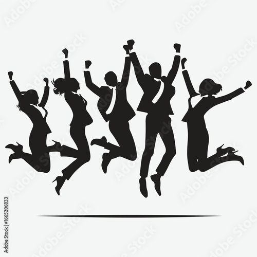 business people jumping with joy