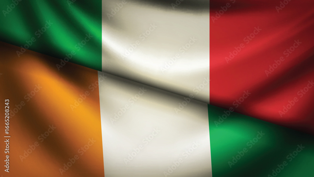 Obraz premium ivory coast and italy flag fusion design