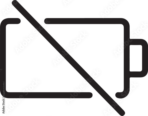 Battery icon with a diagonal line indicating low power or no charge