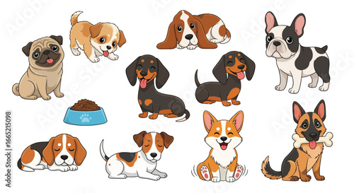 Adorable Dog Breed Collection Cute Puppy Illustrations