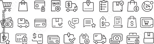 Set of E-commerce and Online Shopping Vector Line Icons for Digital Business

